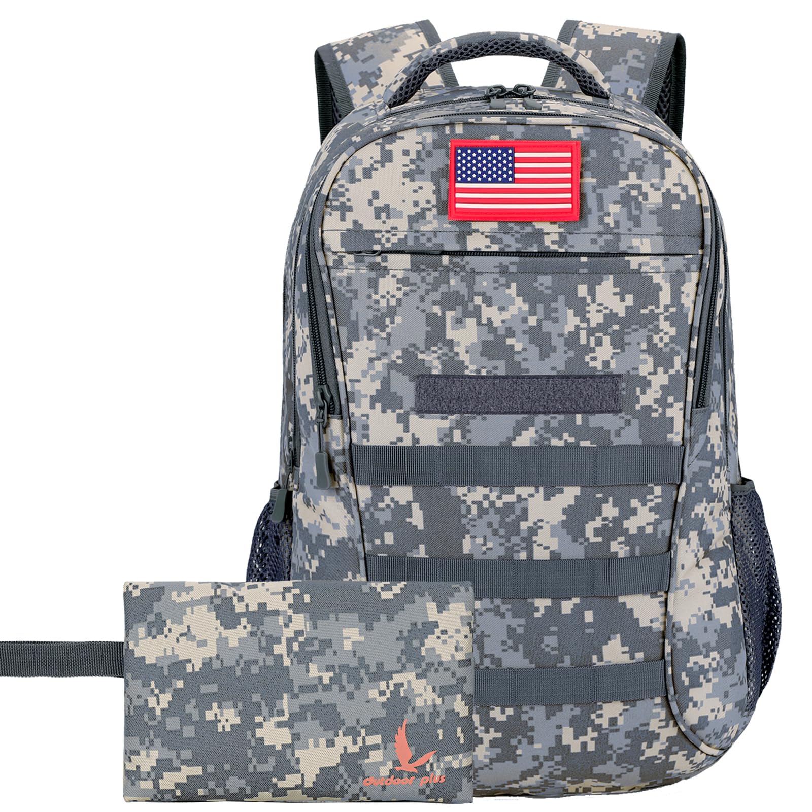outdoor plus Camo Backpack for School,30L/40L Military Boys Backpack for Elementary Middle School, Army Day Pack for Outdoor