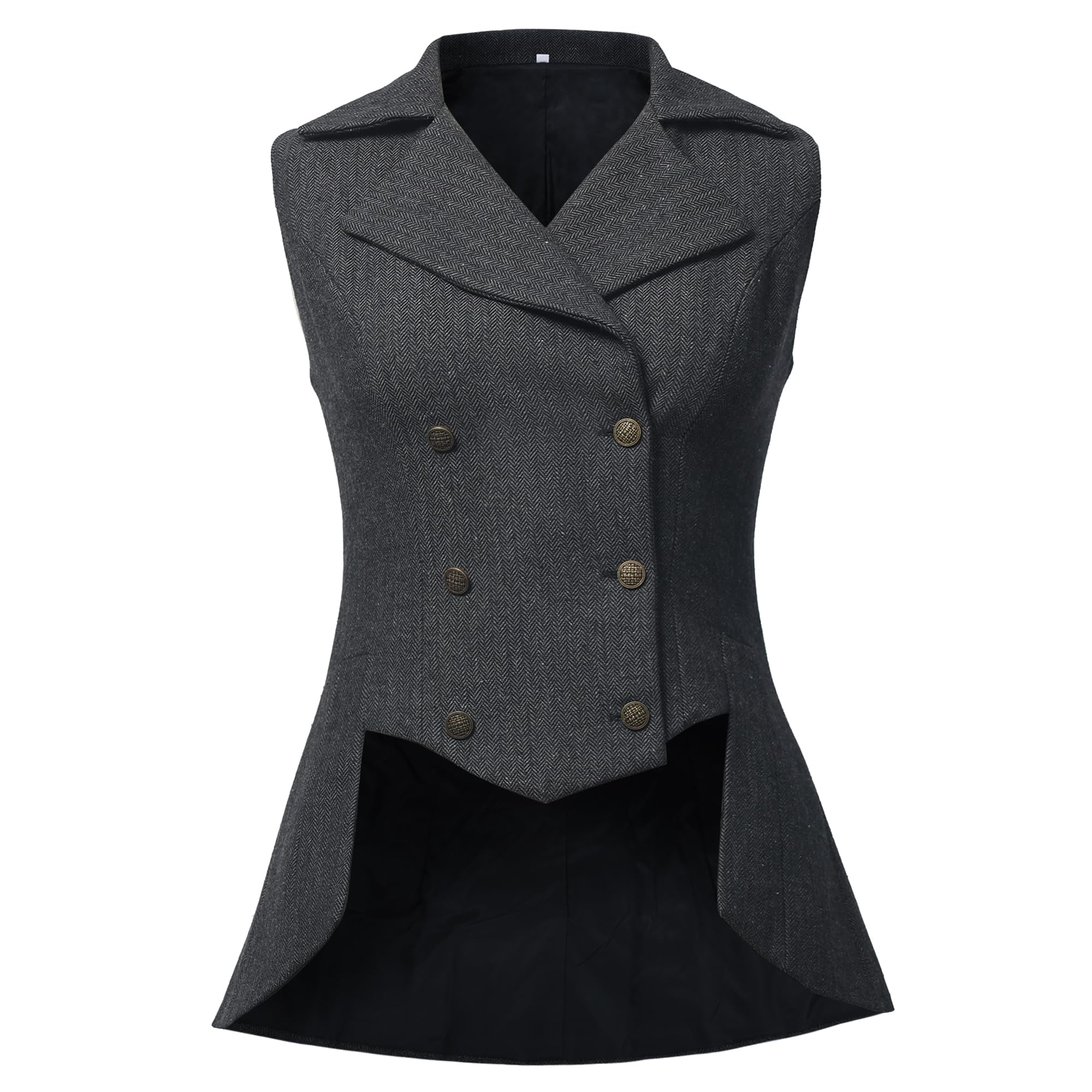 UniqKaliber Viktorianische Damen-Weste, 1920er-Jahre-Stil, Renaissance-Tweed, Frack, Gothic, Steampunk-Weste, Jacke, Top