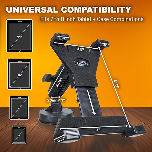 Miniatura 3 de iBOLT TabDock BizMount - Soporte resistente para tablet con base de ventosa, soporte universal de 7 a 10 pulgadas para camiones, furgonetas, SUV,