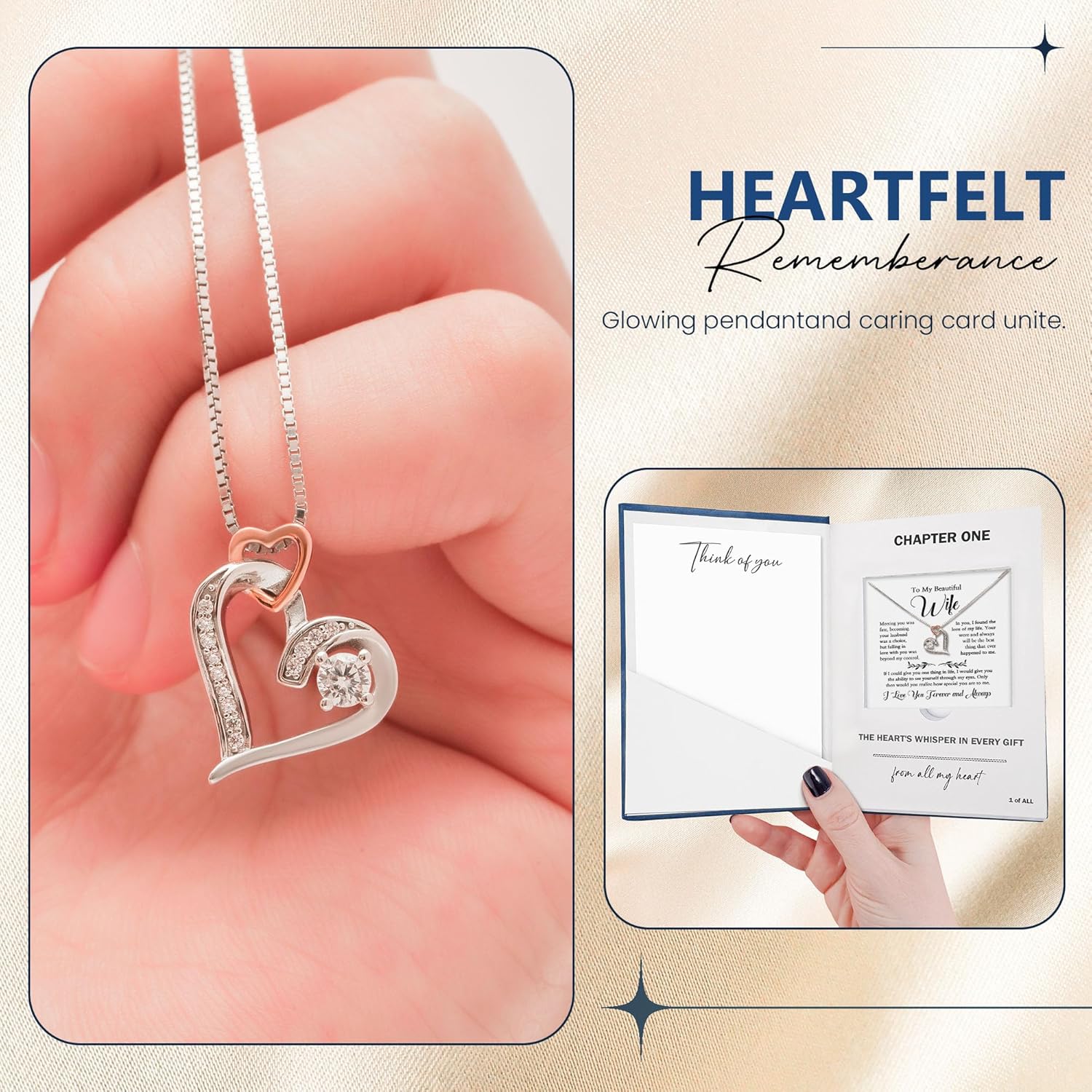 HEARTWHIPERS Wife Necklace from Husband - Romantic Anniversary Necklace Gifts for Wife, Soulmate Gifts for Her, Forever Love Necklaces with Message Card, 925 Sterling Silver Jewelry - Image 3
