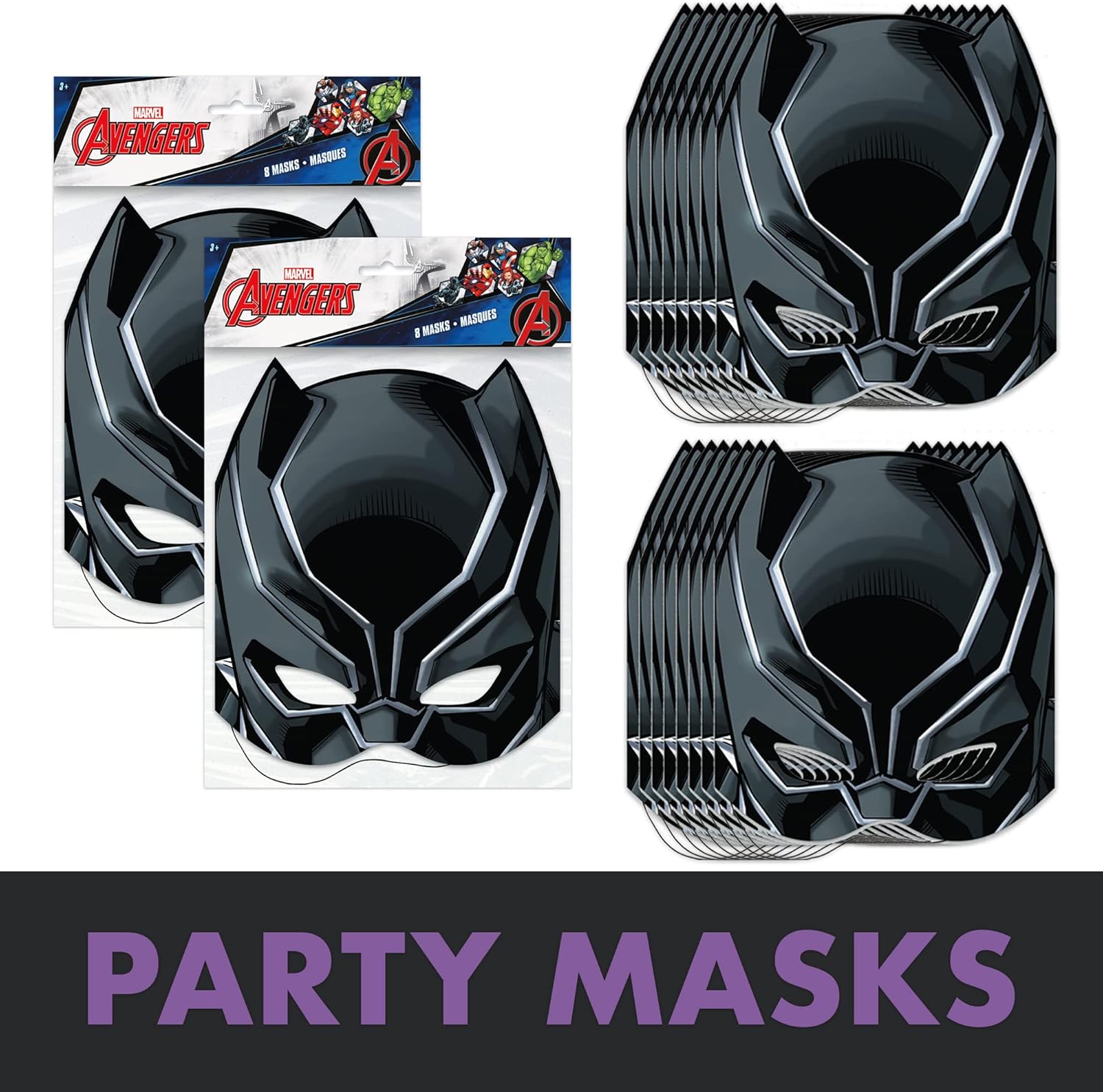 Unique Black Panther Party Supplies | Black Panther Birthday Decorations | Black Panther Wakanda Forever Movie | Serves 16 Guests | Tablecover, Plates, Napkins, Masks, Forks, Button : Home & Kitchen