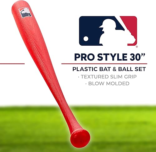 Miniatura 4 de Franklin Sports - Juego de bate de béisbol de plástico + pelota - Bates de plástico para niños MLB - Bate ligero para niños + juego de béisbol de