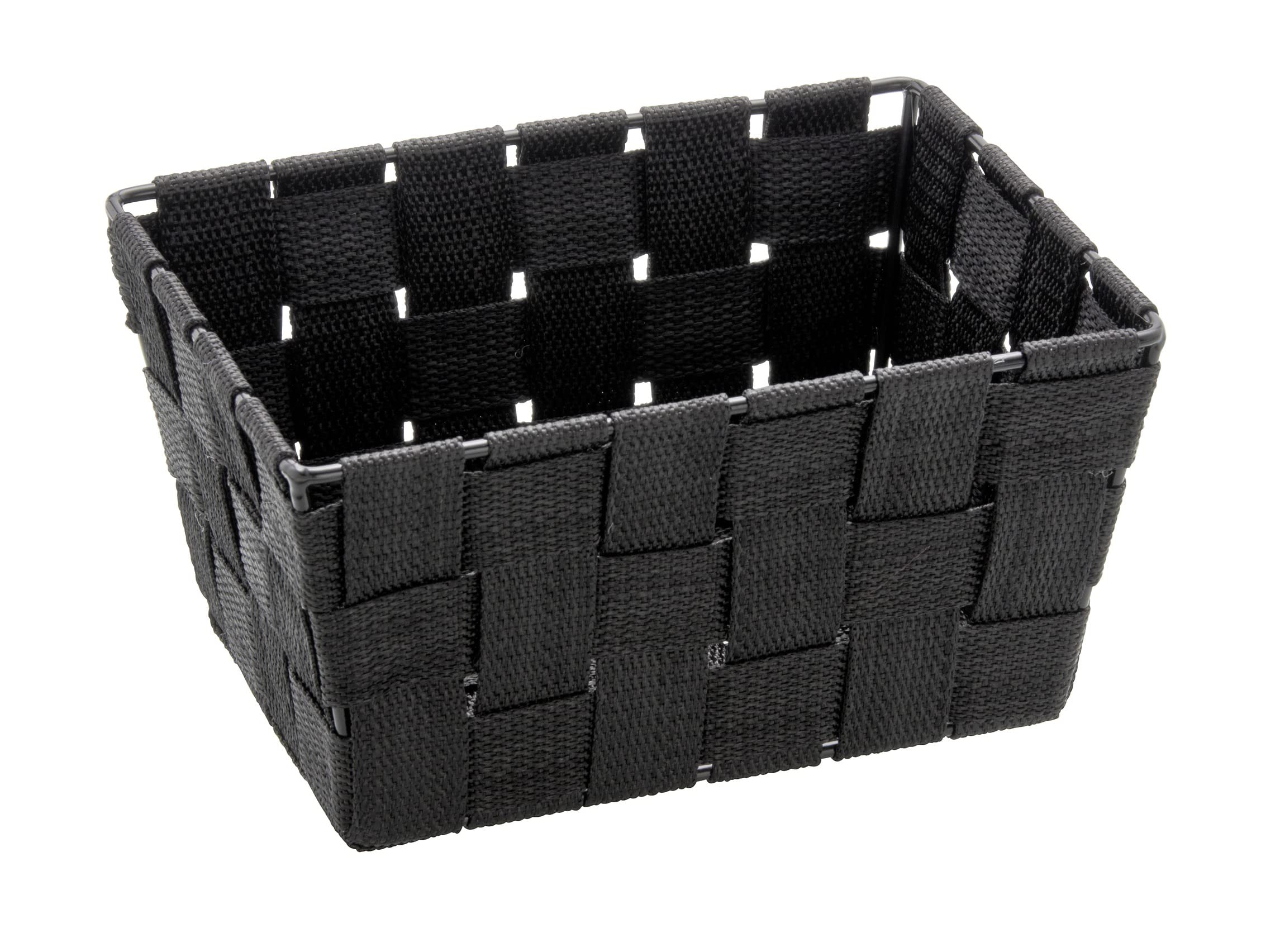 WENKO Panier de salle de bains Adria Mini, long noir - panier de bain Capacité: 2.178 l, Polypropylène, 19 x 9 x 14 cm, Noir