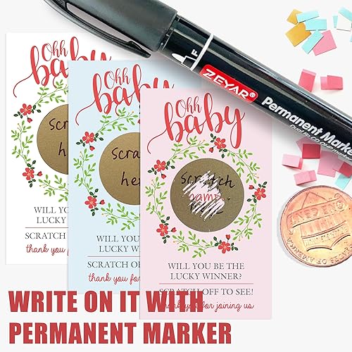 Miniatura 7 de Mr- Label - 1000 calcomanías redondas de rascar de 1 pulgada - Calcomanías de bricolaje para revelación de género  Programas de recompensas  Boletos