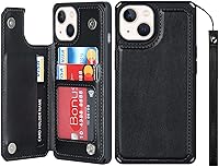Vista 12 de iCoverCase Funda compatible con iPhone 14 Plus con tarjetero para mujer, bloqueo RFID en relieve, piel sintética con correa de muñeca de 6.7