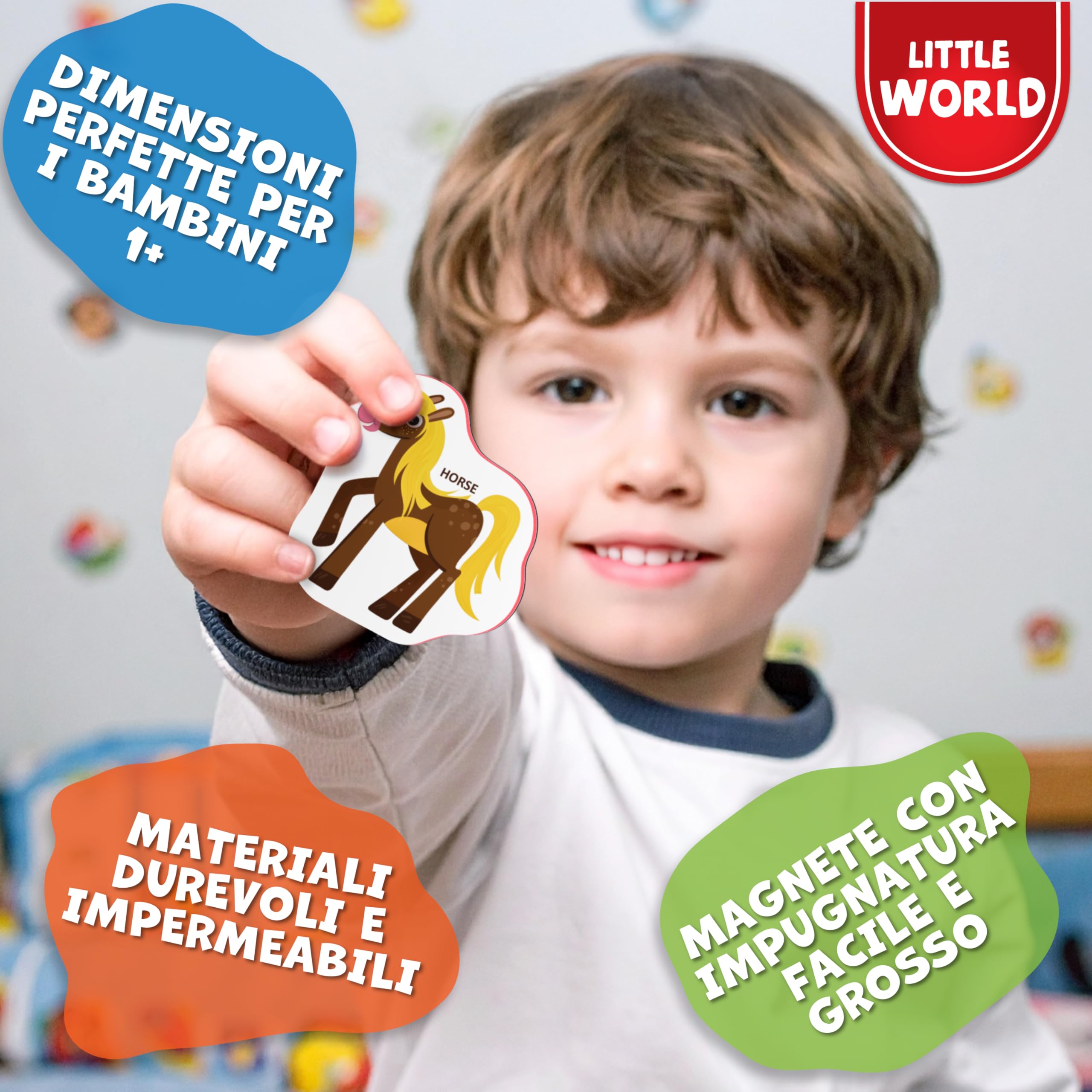 Little World 27 magneti per frigorifero in schiuma per bambini 1-3 – Magneti per bambini grandi – Magneti per frigorifero per bambini – Magneti per bambini – Magneti per animali