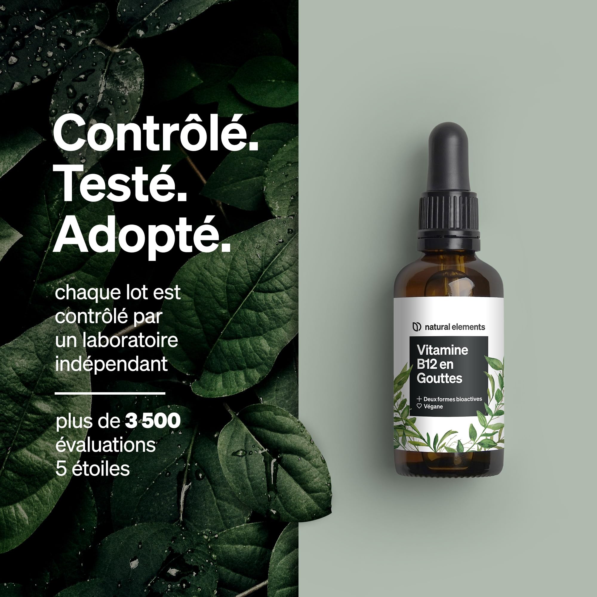 Vitamine B12 en Gouttes – 50 ml (900 gouttes) – végane, sans alcool – 2 formes actives (méthylcobalamine et adénosylcobalamine) – soigneusement testé en laboratoire en Allemagne