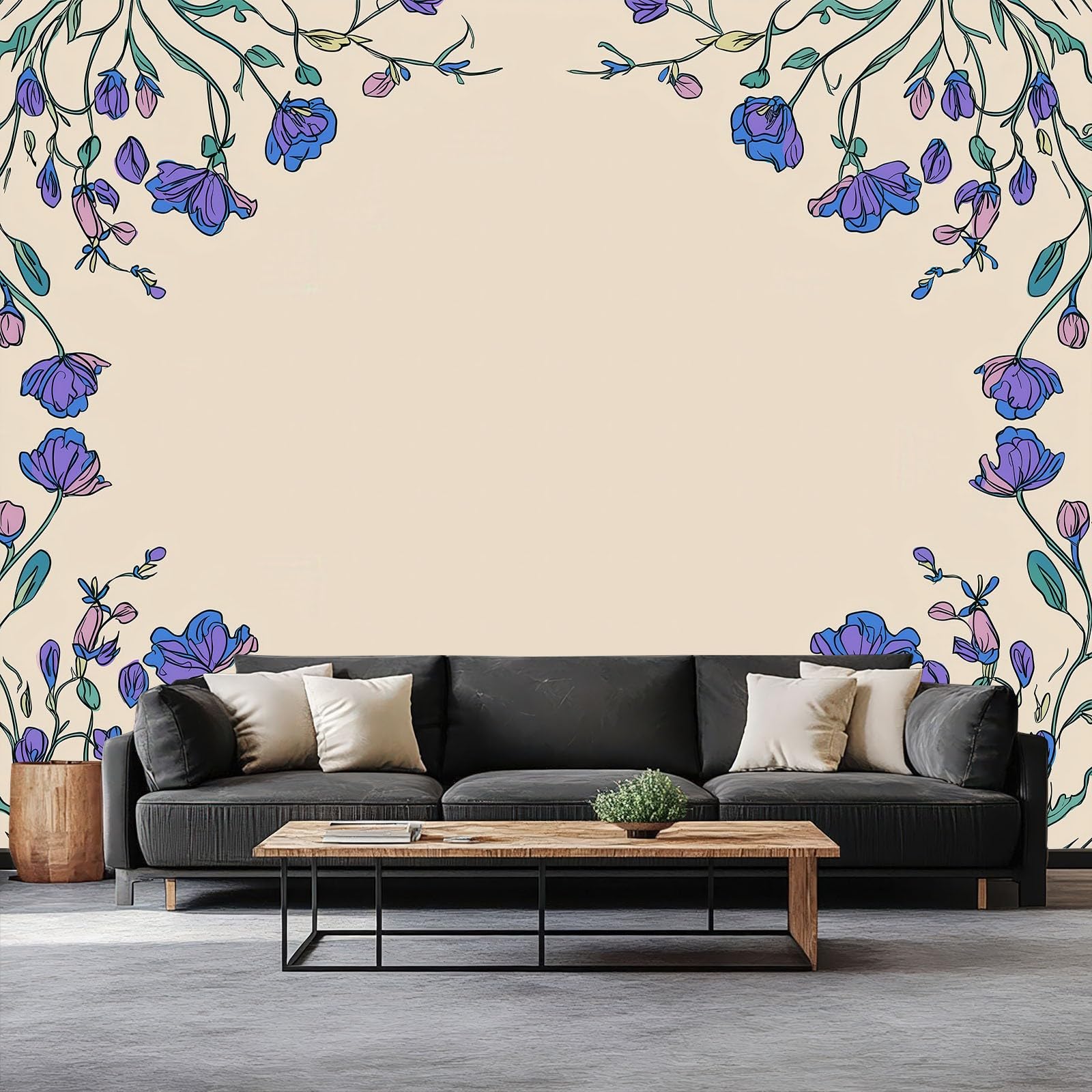 Papel pintado efecto 3D planta campanilla ranken fotomural salón 250 x 175 cm papel pintado no tejido papel pintado marco geométrico pared decoración pared pared decoración salón dormitorio oficina
