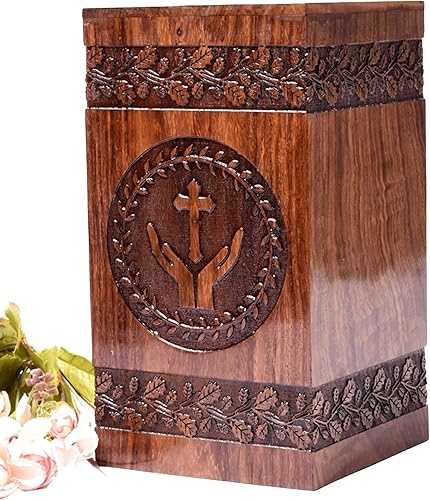Urna de palisandro para cenizas humanas, caja de madera del árbol de la vida, urna de cremación personalizada para cenizas, caja grande de madera
