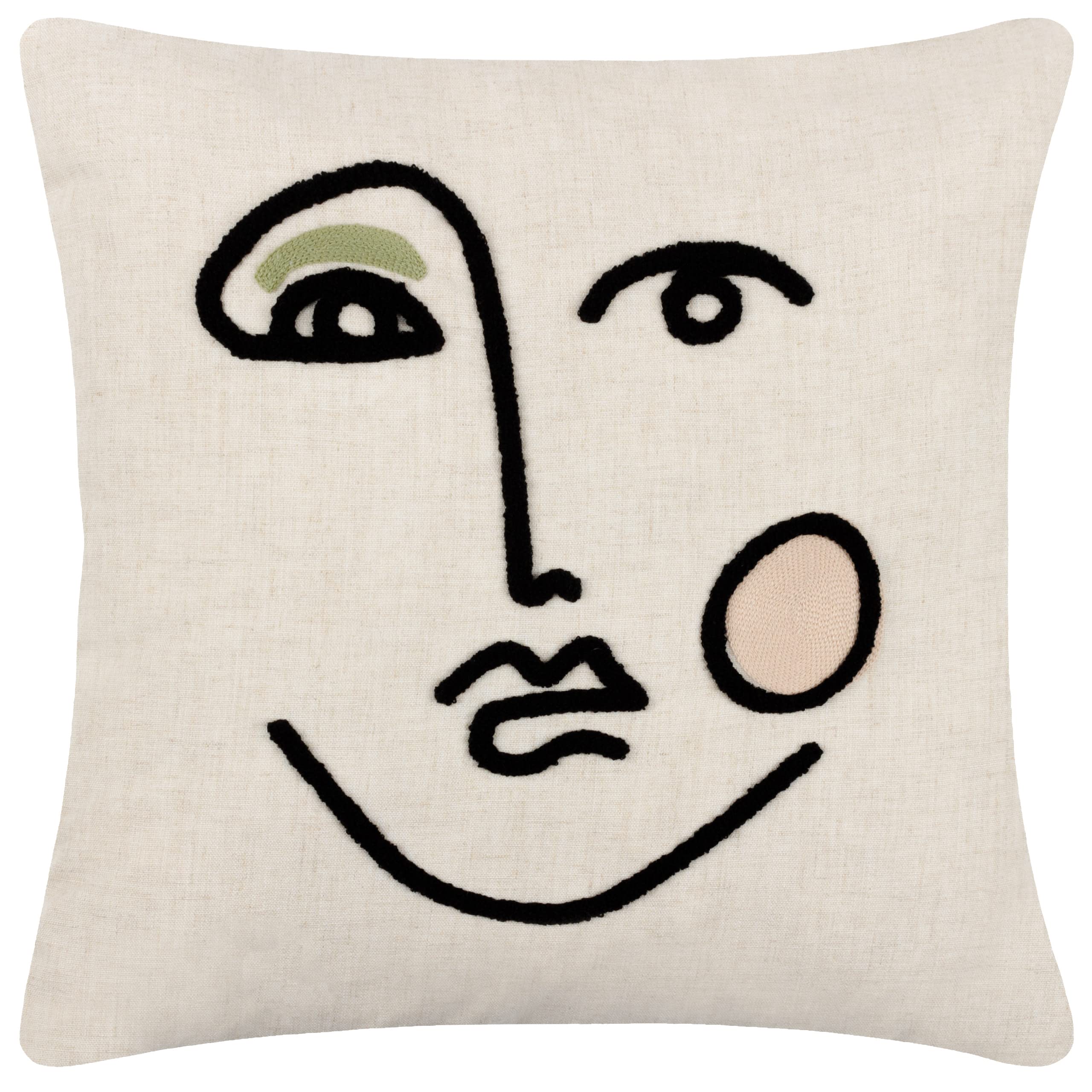 B&Q - Furn. Cleo Embroidered Linear Woven Feather Filled Cushion