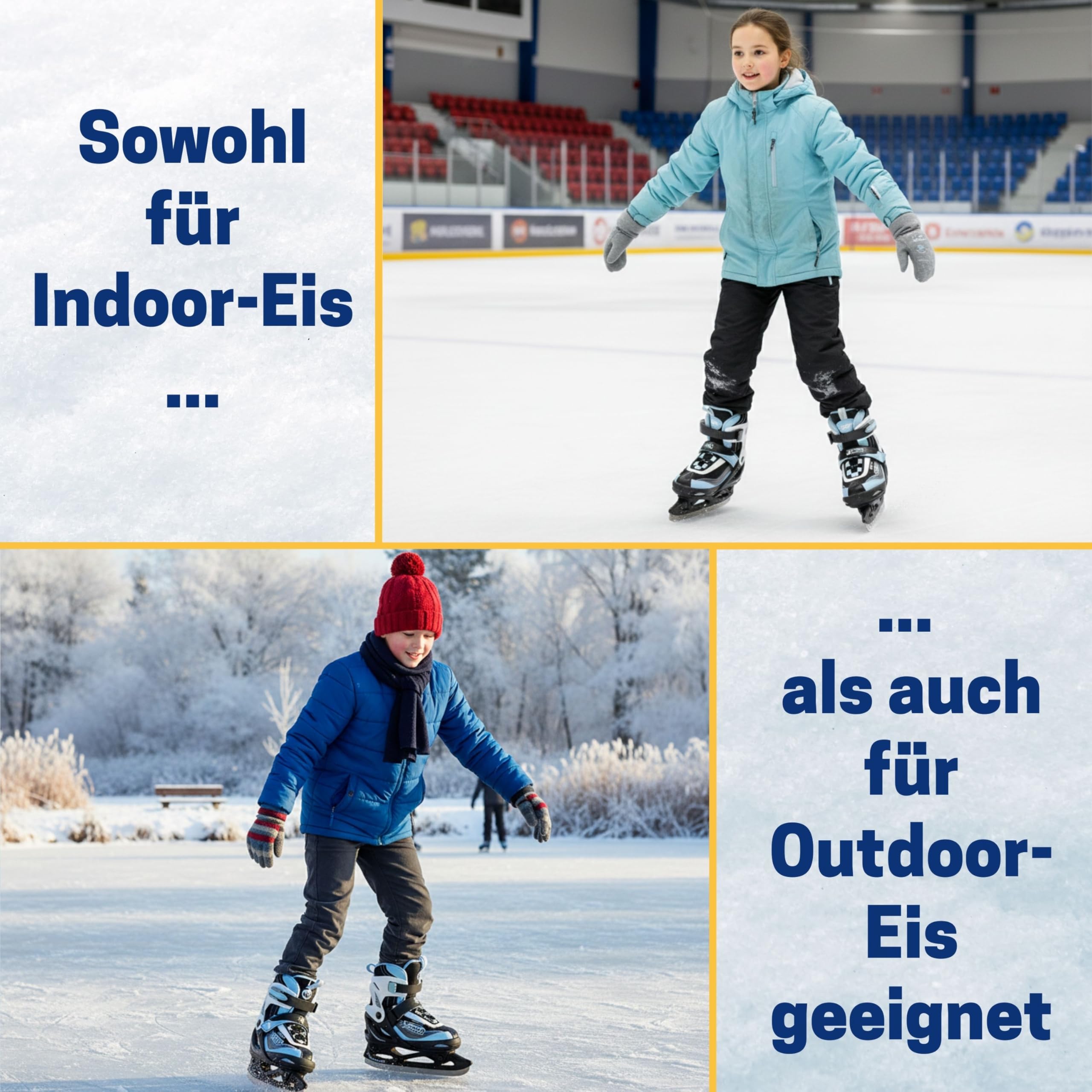 Best Sporting Schlittschuhe Kinder, Damen & Herren I 4-Fach verstellbare Eislaufschuhe Kinder I Softboot Ice Skates - wasserdicht und wärmeisolierend mit Push-Lock-Schnalle