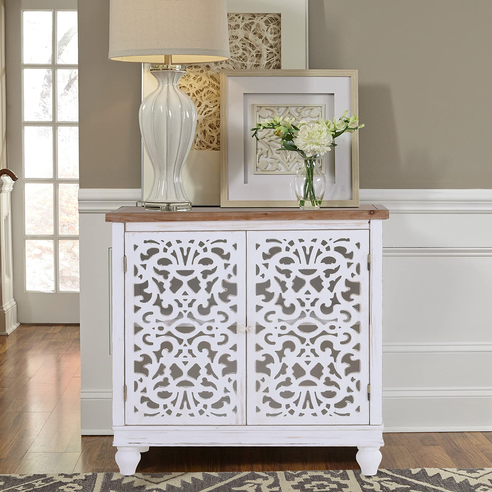 Buy MAISON ARTS White Accent with 2 Doors Storage Sideboard Buffet for Living