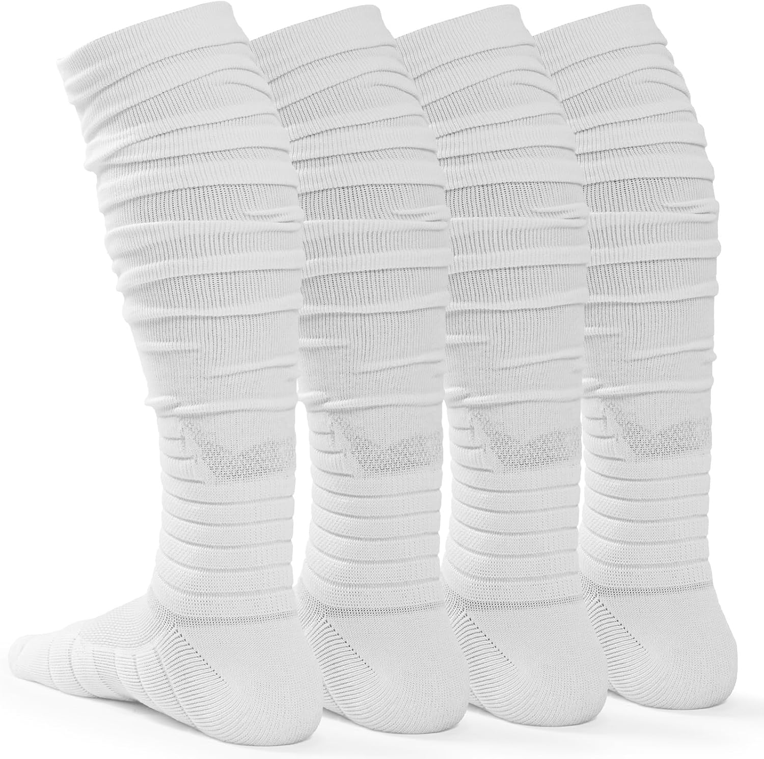 Scrunch Football Socks 2 Pack, Extra Long Padded Athletic Socks for Men & Women