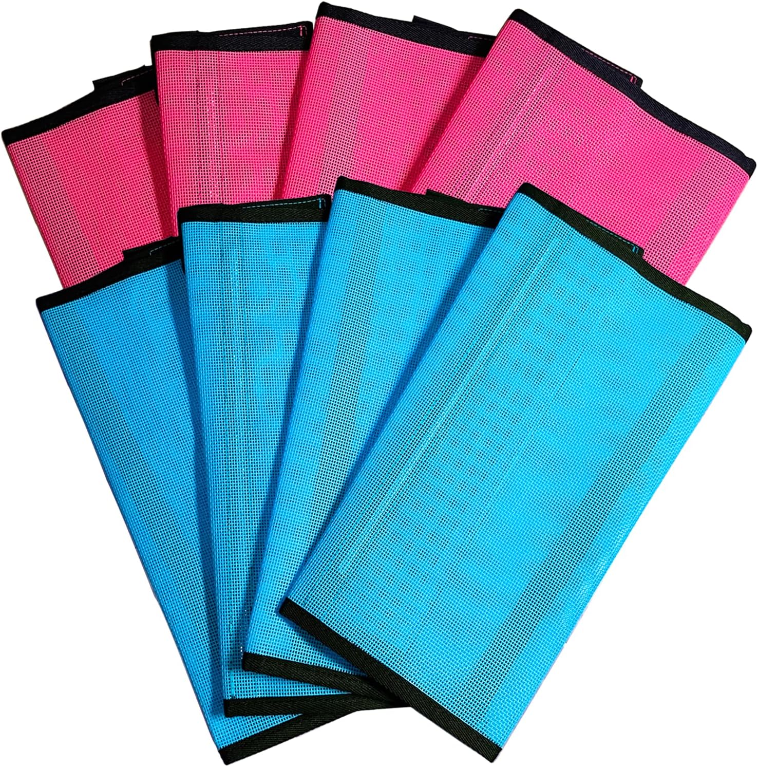 8 Pack Horse Fly Boots, Horse Leggings Set of 8 Loose Fitting & Non-Slip, Breathable Mesh Fitting Boots for Horses Reduce Stomping Horse Supplies (Pink Red & Blue)