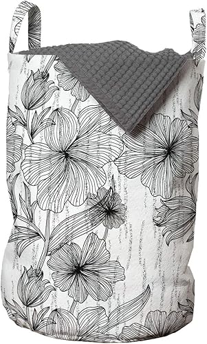 Miniatura 54 de Ambesonne Bolsa de lavandería de flores, hojas y flores, diseño vintage de hiedra con plantas, diseño de naturaleza, impresión artística retro,