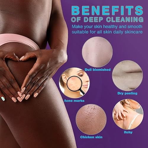 Vista 12 de Juego de ducha de 3 piezas de red exfoliante africana de estilo brillante, esponjas de baño largas para una piel suave y refrescada, el brillo