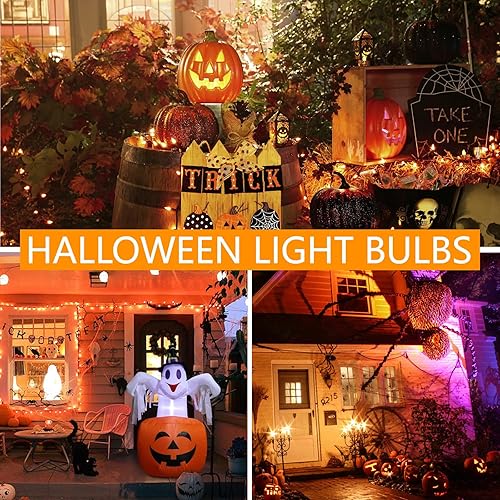 Miniatura 2 de Paquete de 8 bombillas LED naranja A19, 9 W equivalentes a 100 W, bombillas de color naranja, base E26 para bombillas de Halloween, día de Acción de