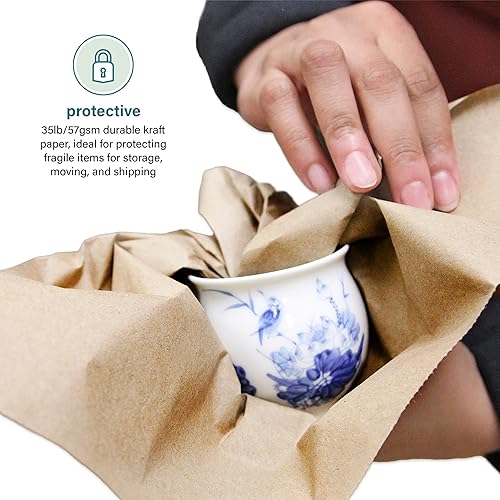 Miniatura 6 de Elementree Hojas de papel de embalaje marrón para mudanzas y envíos, 1500 unidades (1375 pies) - Tamaño de hoja de 14.5 x 11 pulgadas - Embalaje de