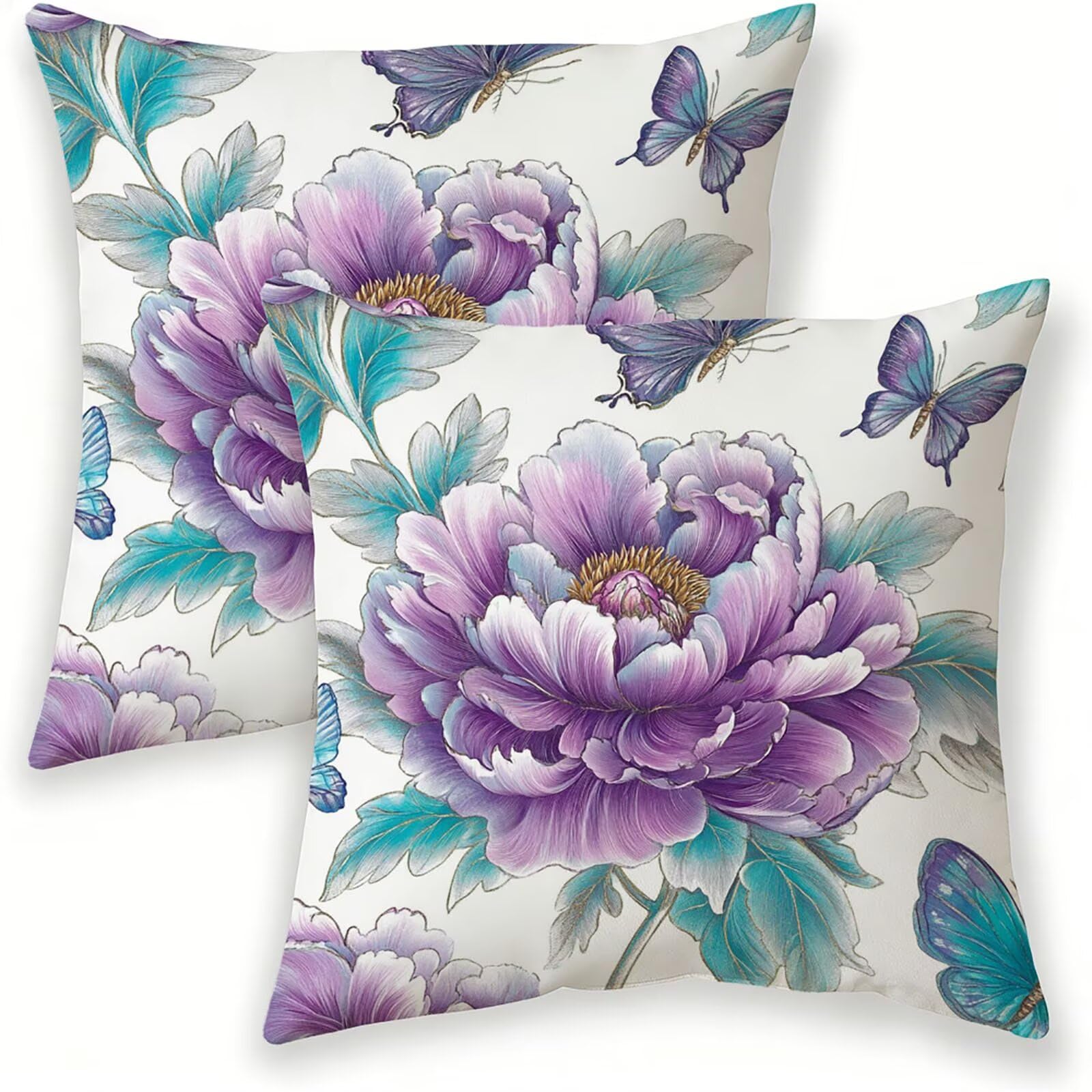 Coussin extérieur imperméable 50x50 lin housse salon de jardin motif fleur