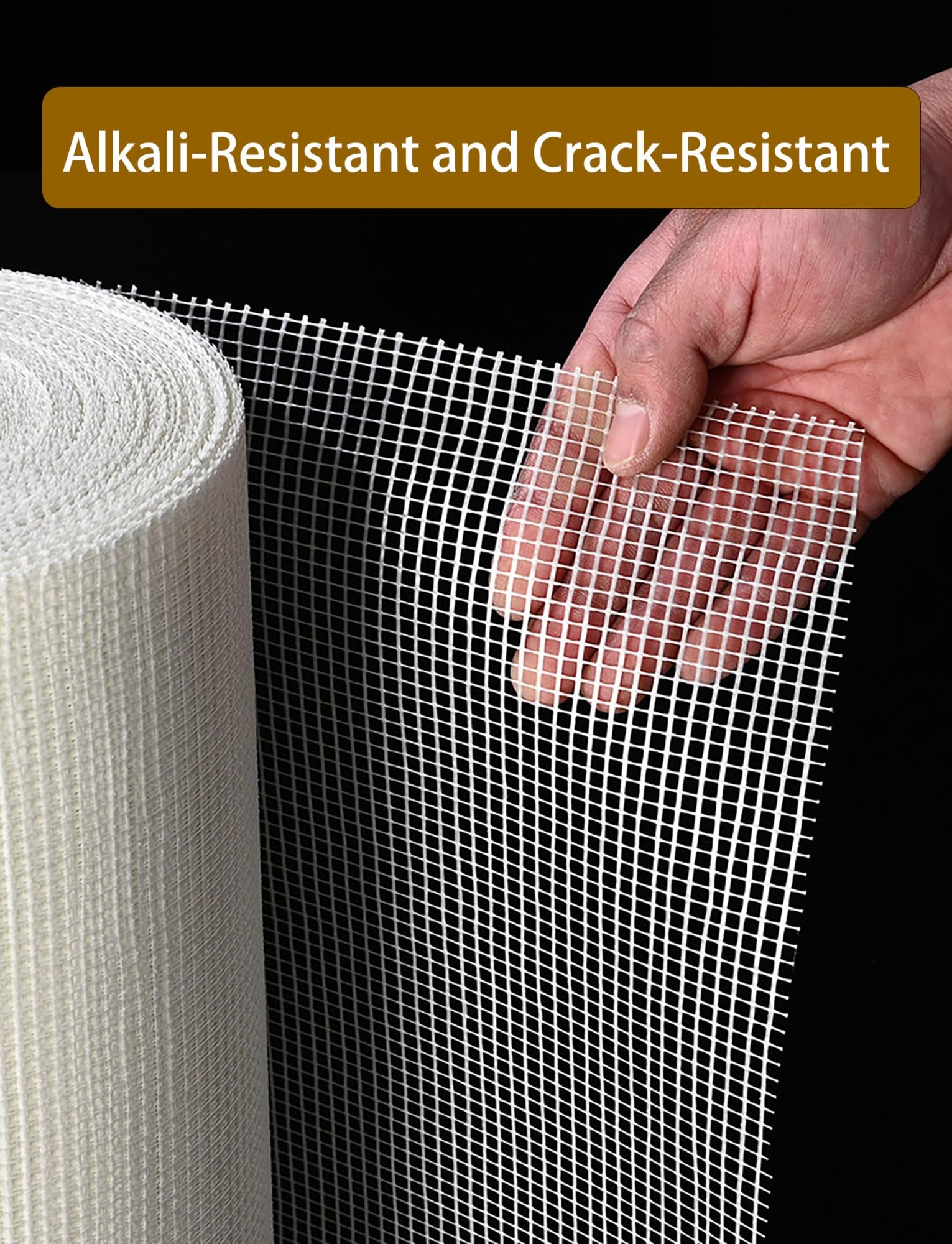Rotolo di rete in fibra di vetro resistente agli alcali for rinforzo di pareti, intonacatura, intonaco, stucco, riparazione di crepe (servizi pesanti)(Hole 0.6cm/1x50 meters)