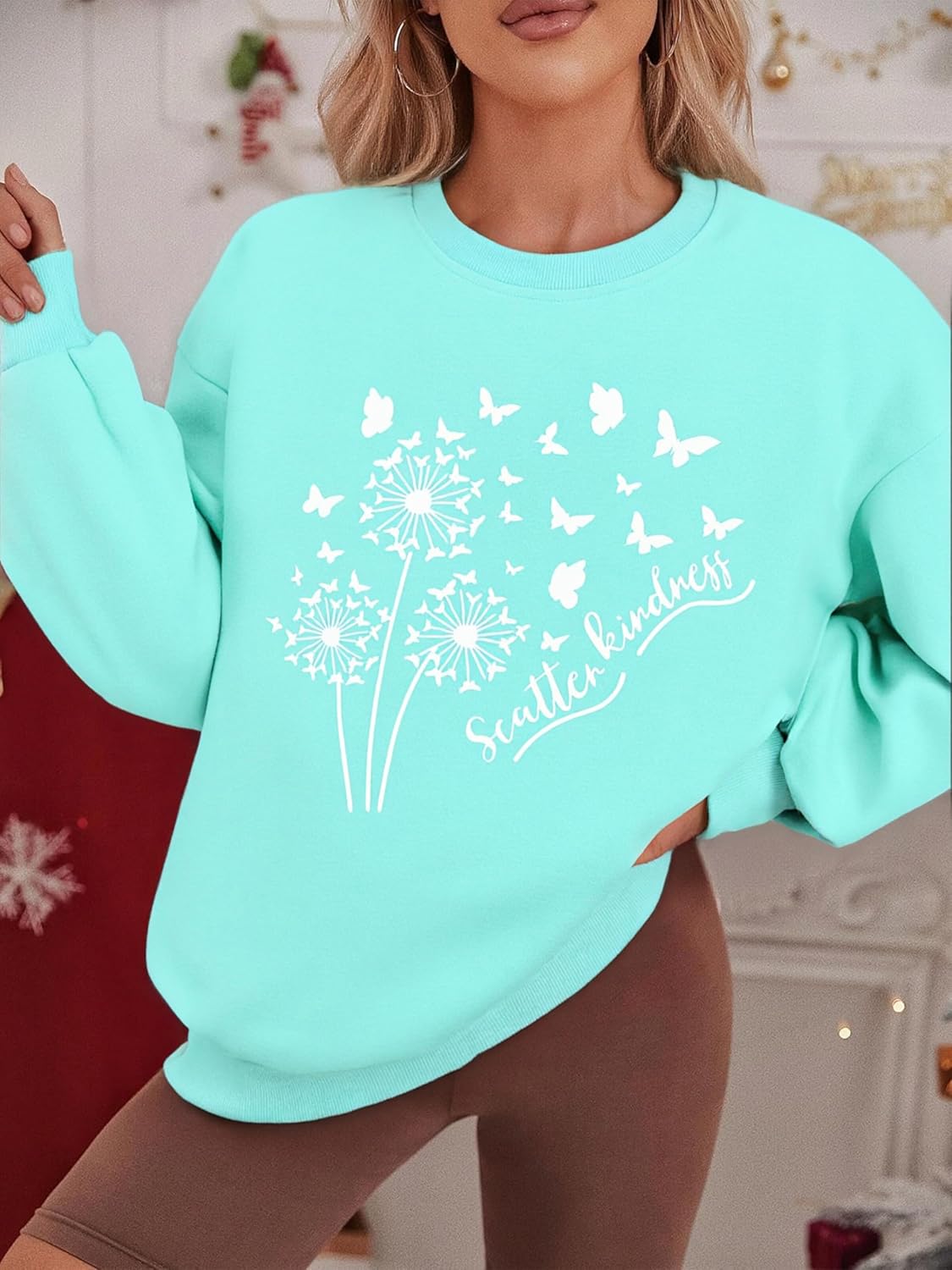 BANGELY Womens Dandelion Sweatshirt Hope Love Floral Graphic Shirt Casual Crewneck Tee Loose Long Sleeve Pullover Tops - Image 5