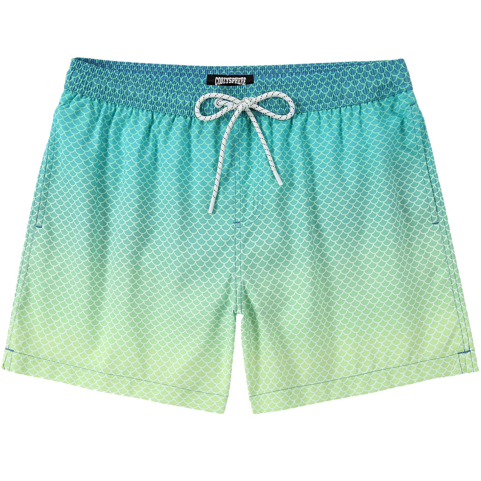 Men's Swim Shorts 5 inch Seersucker Swimming Trunks for Men Beach Shorts Mesh Liner-image-13