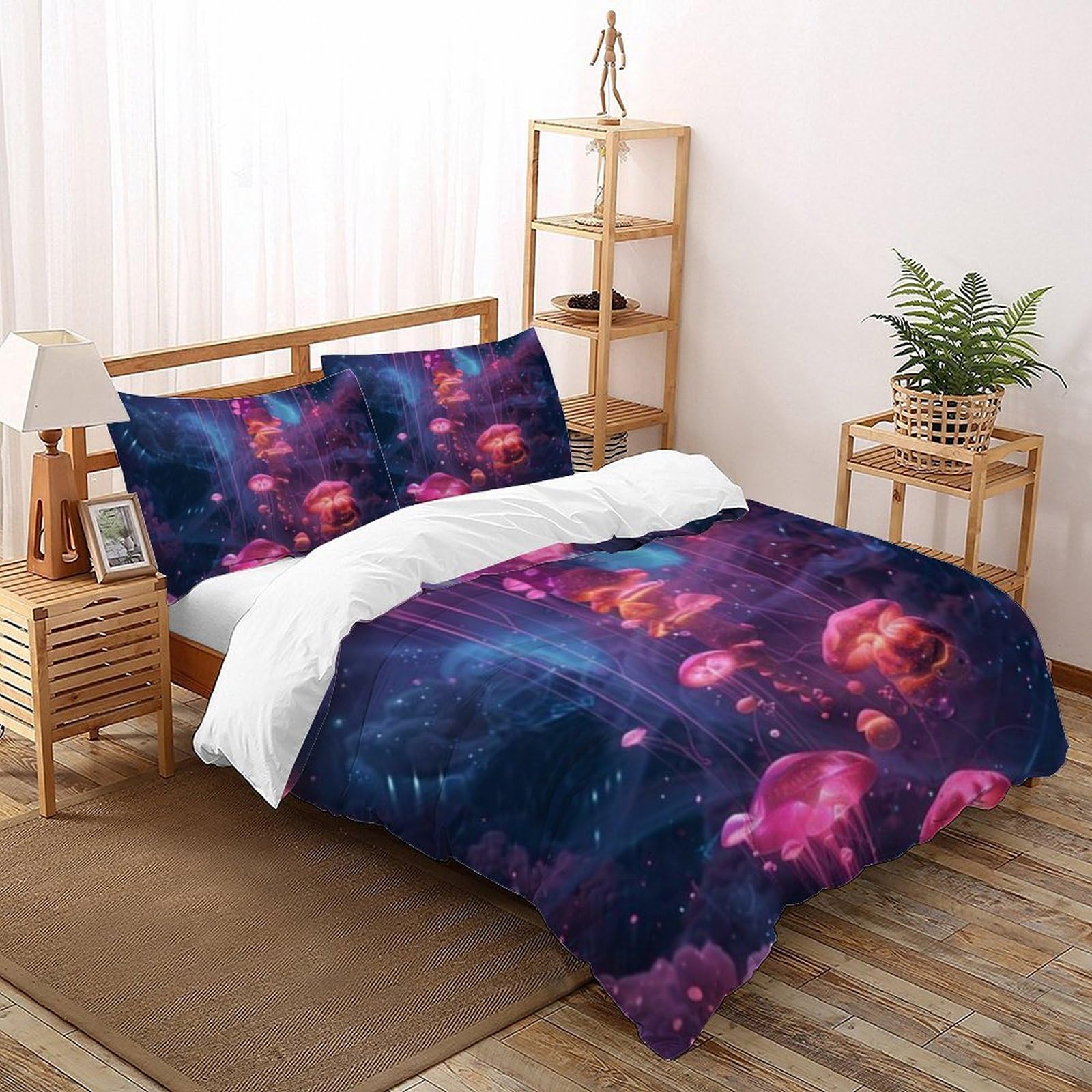 Housse de couette microfibre 260x220cm animaux ciel étoilé enfants