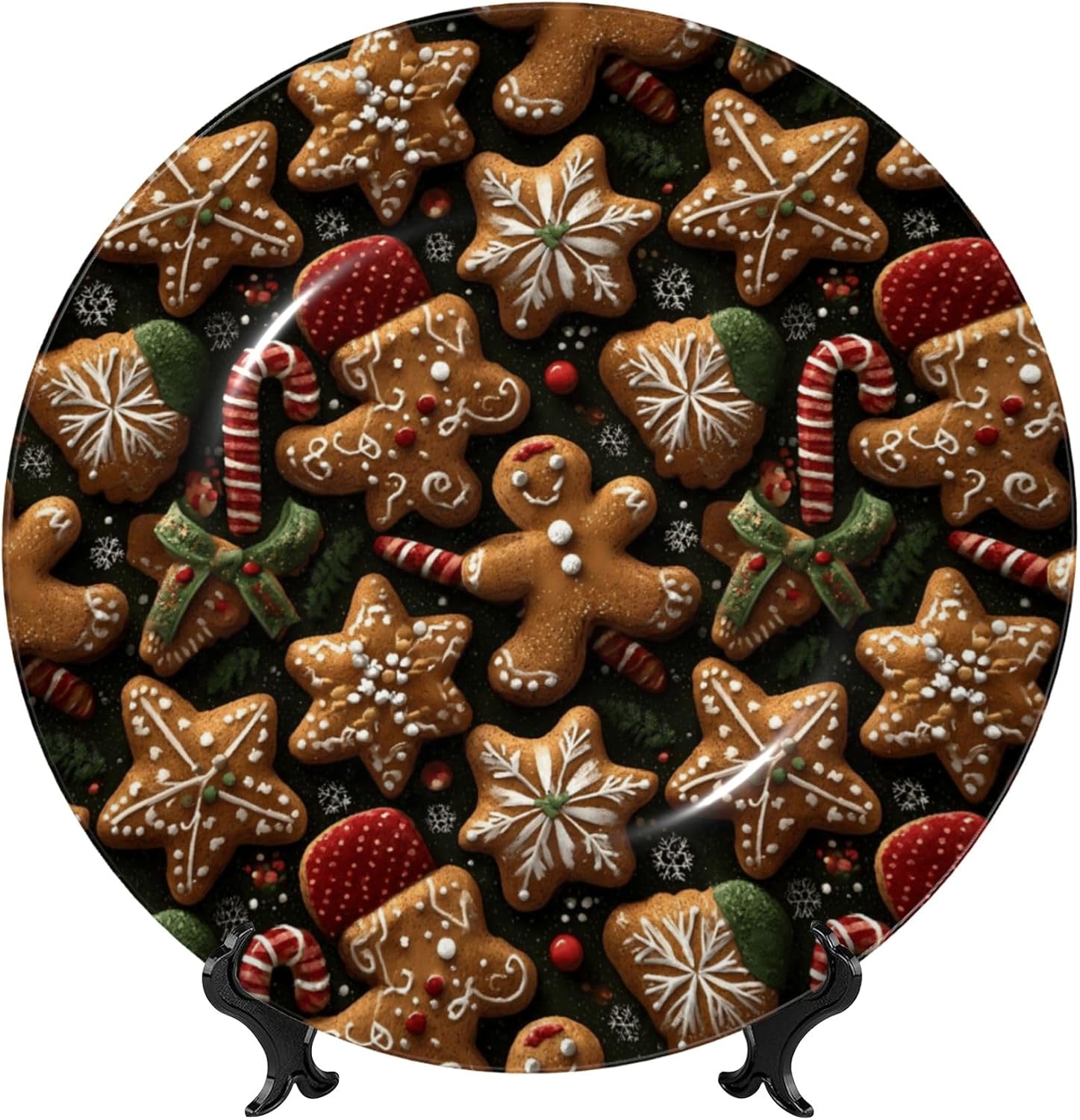 Decorative Plate Ceramic Plate for Wall Hanging 10in Accent Plate for Office Living Room Hallway Table Decor - Christmas Gingerbread 2