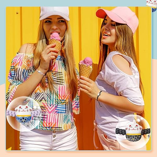 Miniatura 4 de Kigeli 12 pulseras de gato de la suerte, pulsera de Maneki Neko, ajustable, cuerda de la fortuna, Feng Shui, pulsera de cuentas de cerámica de gato