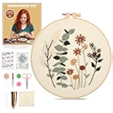 JOINRUN Embroidery Kit for Beginners Adults, Cross Stitch Kits, Includes Embroidery Patterns, Color Threads, Full Range Accessories, Easy to Follow Instruction and Video (Flower)