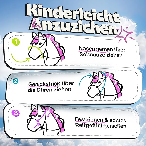 Treushop® – Hobby Horse Trense – Halfter für Holzpferd – Größen S/M/L – Reitspaß für Kinder – Hobby Horse & Holzpferd Zubehör – robust und langlebig - 5