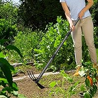 Vista 7 de Herramienta de jardín Hoe, azada de jardín de 30 pulgadas, mango largo para deshierbe, cultivador de azada 2 en 1, herramientas de jardín de mano