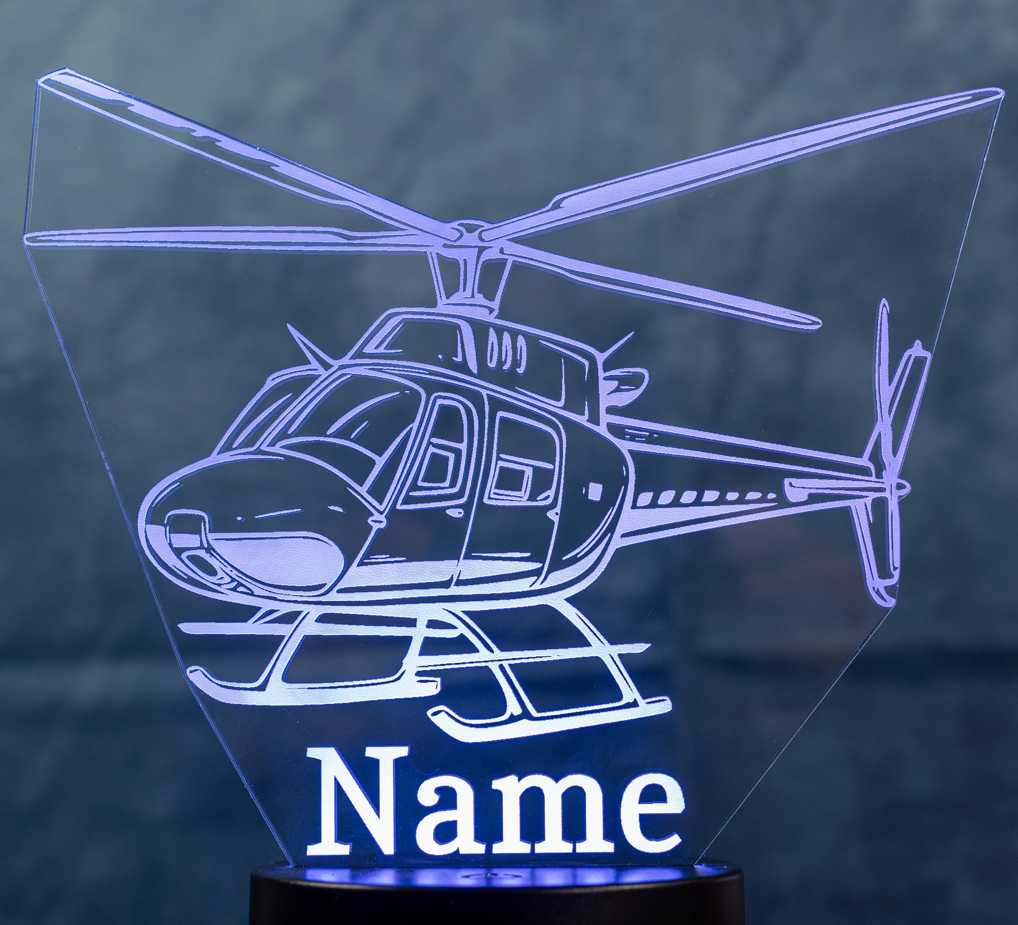 Helikopter Lampe personalisiert – LED Nachtlicht mit Name | Hubschrauber Geschenk Kinderzimmer Deko | Helicopter Light für Jungen, Männer & Luftfahrt-Fans