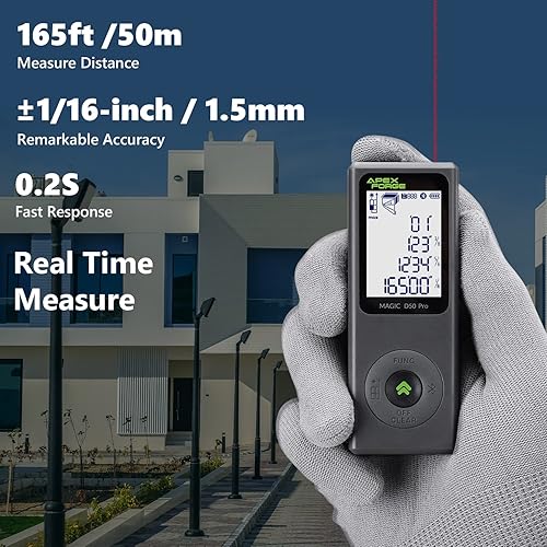 Miniatura 2 de APEXFORGE Magic D50 Nano Bluetooth - Medida láser Bluetooth, medición en tiempo real de 165 pies, recargable tipo C, múltiples unidades, LCD