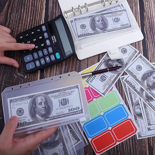 Miniatura 6 de Antner Carpeta de presupuesto A6 con sobres de cremallera, organizador de carpeta de dinero con sobres de efectivo para presupuestos y ahorrar