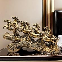 13.7 Inch Chinese Feng Shui Running Horses Statue Sculpture Frgurines Good Lucky Gift for FengShui Lover Desktop Display Decorative Decoration Bronze Finish