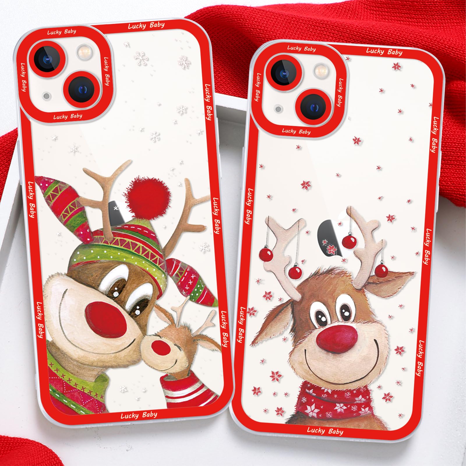 Yoedge Natale Custodia per Huawei P30 Pro 6,47, Rosso Silicone Matte Cover con Carino 3D Bambola Serie Natalizie, Sottile Antiurto TPU Protezione Case per Huawei P30 Pro, Cervo 1