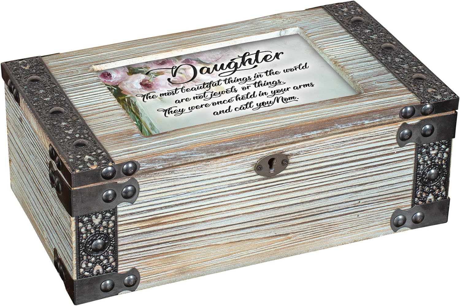 Cottage Garden Daughter Once Held in Your Arms Metal Lattice Celadon Green Music Box Plays You are My Sunshine