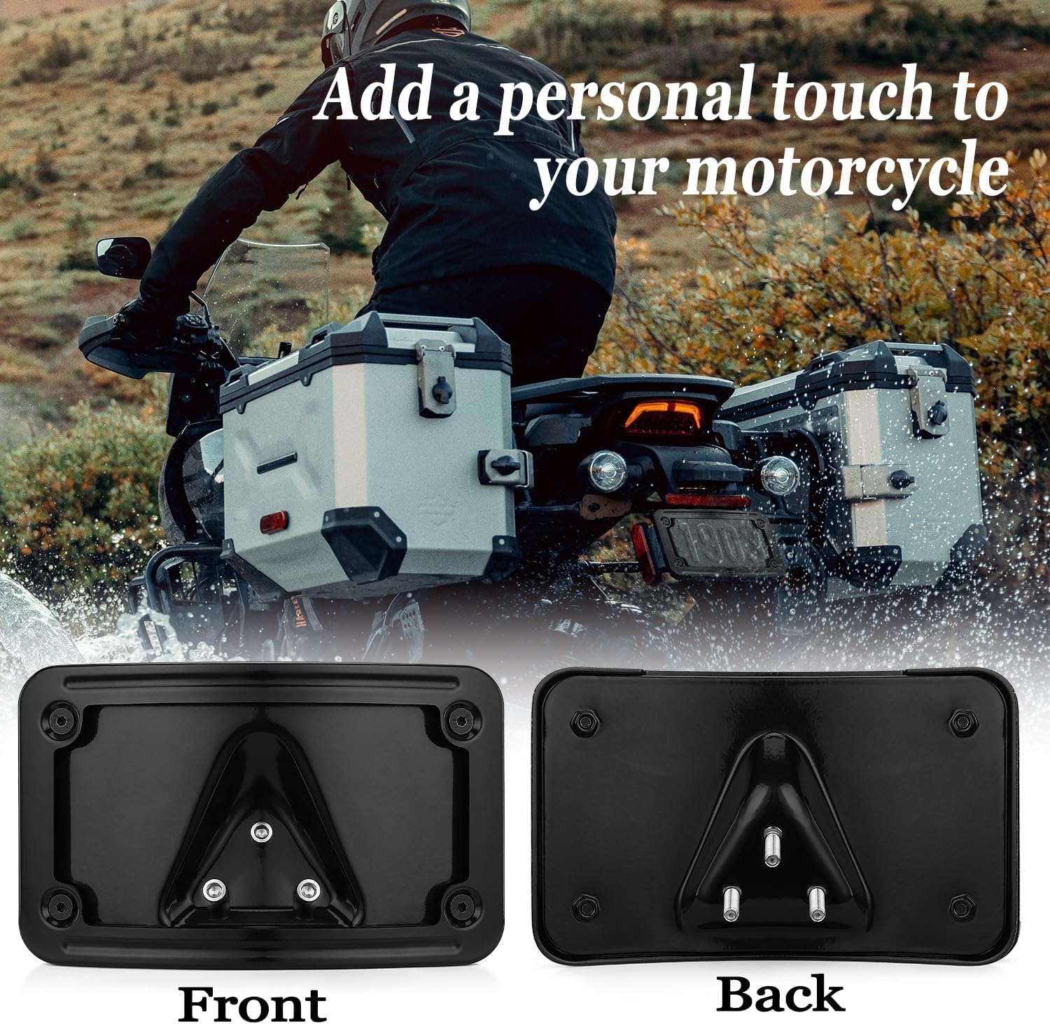 3148 OKLPF Curved Laydown License Plate Mount Frame Compatible with Harley Davidson Motorcycle - Rear License Plate Bracket,with 3-Hole for Easy Installation,Side Holder (Black) OEM # 3148