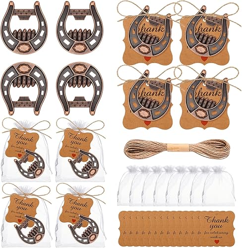 Miniatura 1 de 50 unidades de abrebotellas de herradura de la suerte, de hierro fundido, abridor de herraduras de la suerte, recuerdos de fiesta de boda con