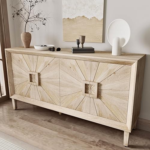 Miniatura 207 de Aparador moderno y elegante con patas y asas de metal dorado y estante ajustable, mesa consola clásica de 60 pulgadas, mesa de sofá, mesa de entrada