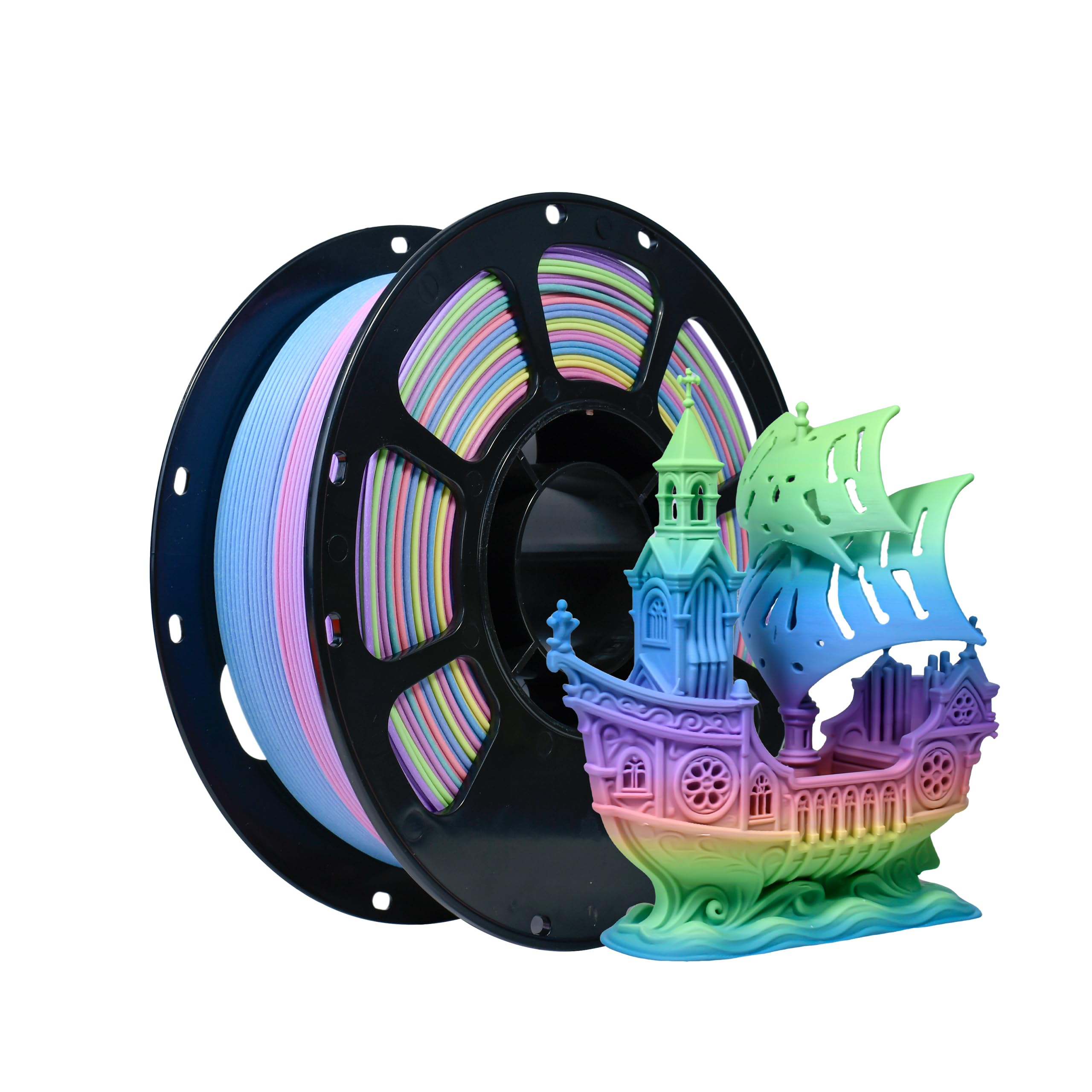 iBOSS Matte PLA+ Filament 1.75mm +/- 0.02mm, 3D Printer Filament 1kg (2.2lbs) Spool, Matte Muticolor 3D Printing Filament, PLA Filament 1.75mm Rainbow Plus (Matte Dream Shadow Rainbow)