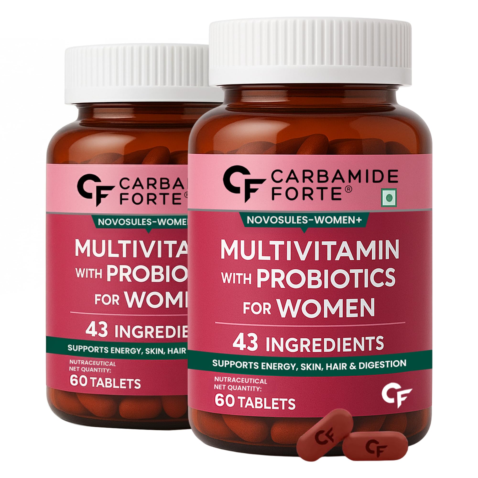 Carbamide Forte Multivitamin Tablets for Women with 43 Ingredients - Veg (Pack of 2), 2 count, 60 capsules-picture-38