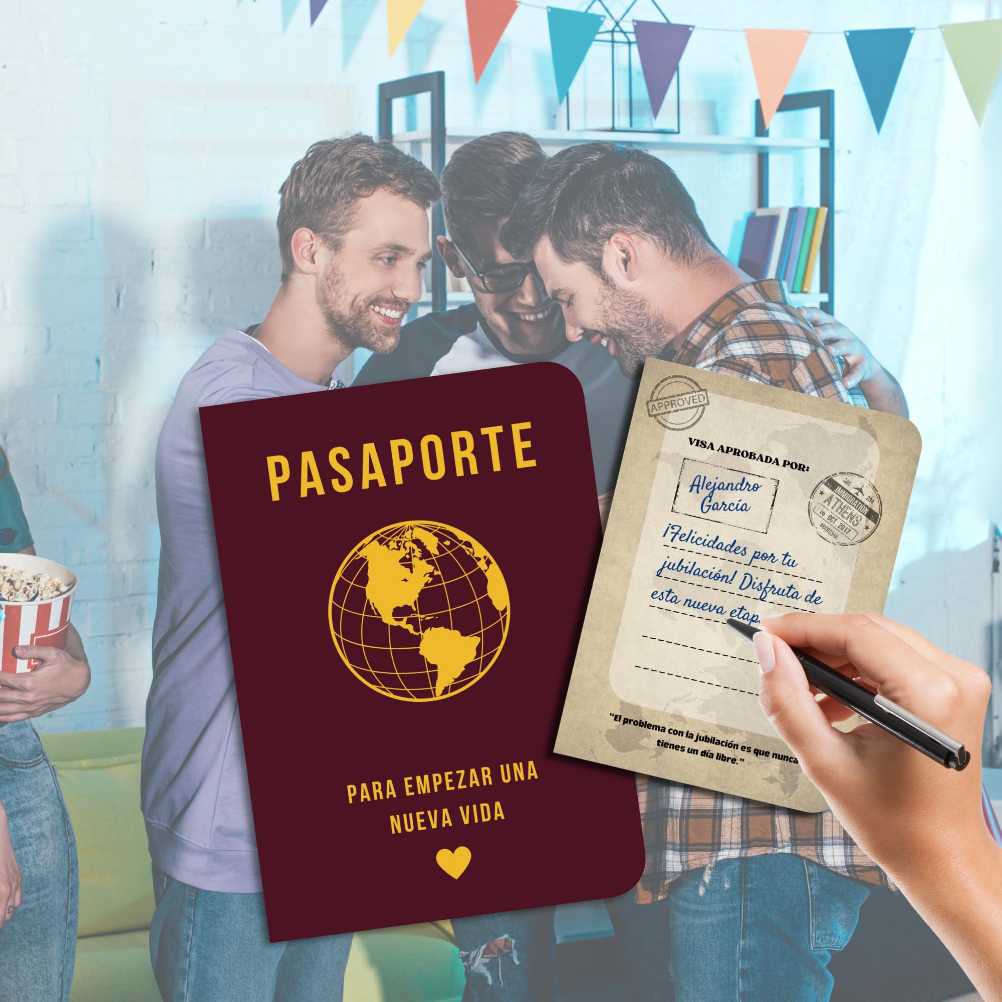 EQUIK PRODUCTS Regalo Original para Jubilación | Tarjeta Divertida y de Felicitación | Libro de Firmas con Dedicatorias | Pasaporte para una Vida Nueva (Jubilación)