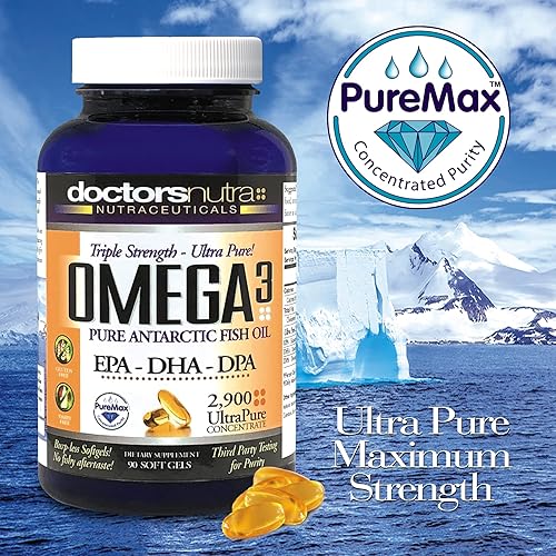 Miniatura 6 de Aceite de pescado Omega 3 DPA 2,900 miligramos de triple fuerza ultra puro concentrado, EPA-DPA-DHA, cápsulas blandas - 30 porciones