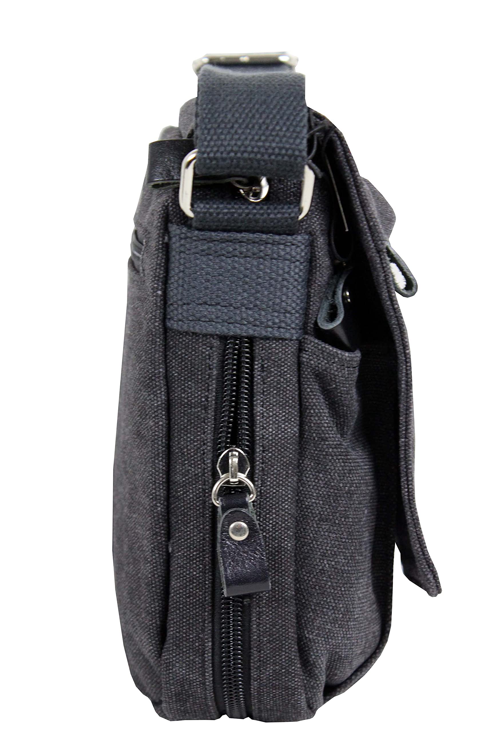 KTANA Petit sac besace sac bandoulière unisexe toile garni cuir réf 6514 (6 couleurs disponible) (gris)