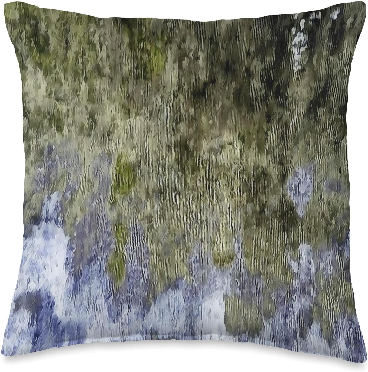 Olive Green and Blue Abstract Art Design Throw Pillow