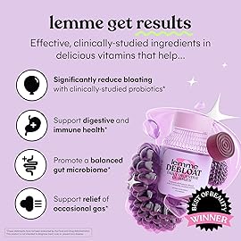Lemme Debloat - Digestive & Gut Health Gummies with 2 Clinically Studied Probiotics & Prebiotic, Vegetarian, Gluten Free, Non GMO, BlackBerry Flavor (60 Count)