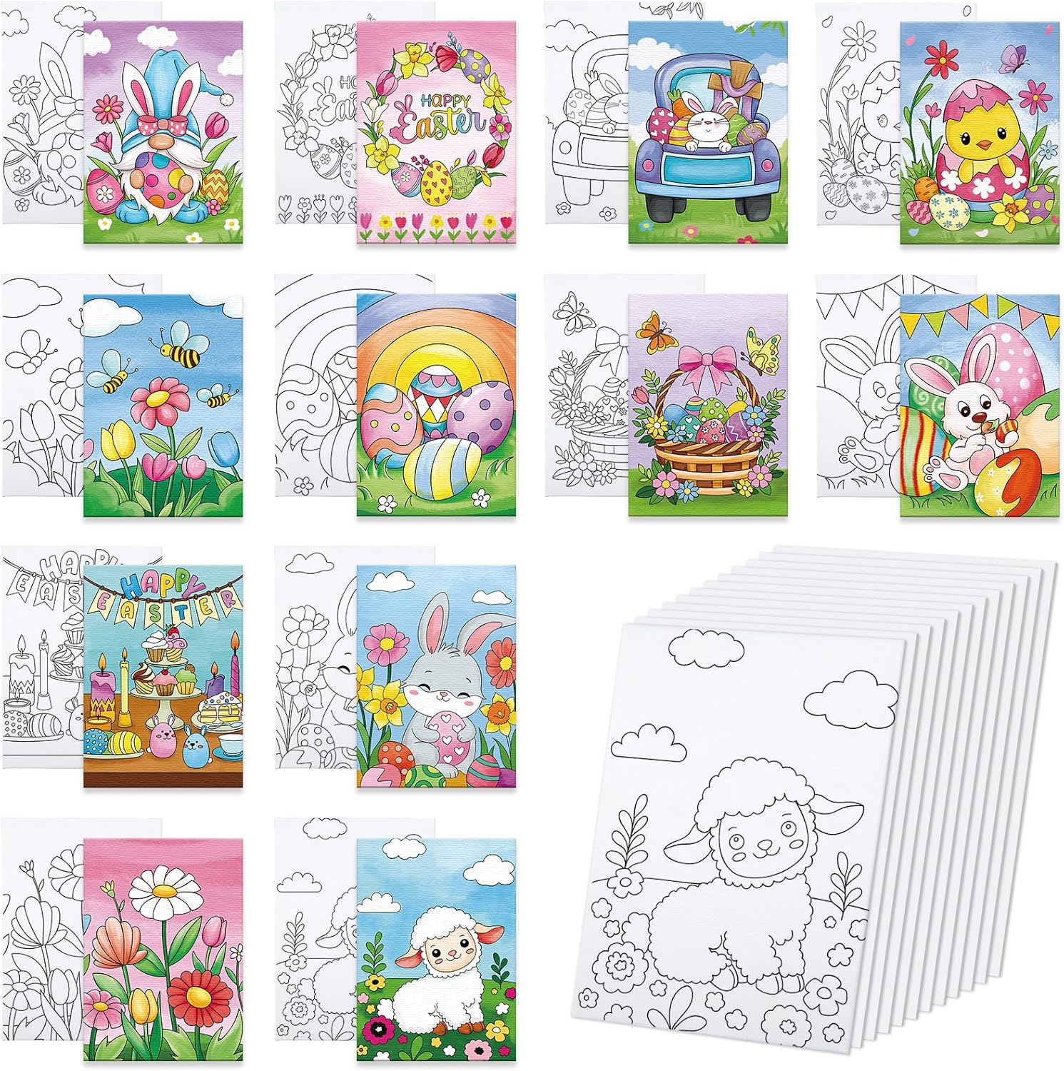 Anseal 12 Packs Planet Pre Drawn Canvas to Paint, Pre Printed Canvas for Adults, Space Planet Party Favors, Pre Stretched Canvas Outline Painting Boards for Beginners, Party Favor