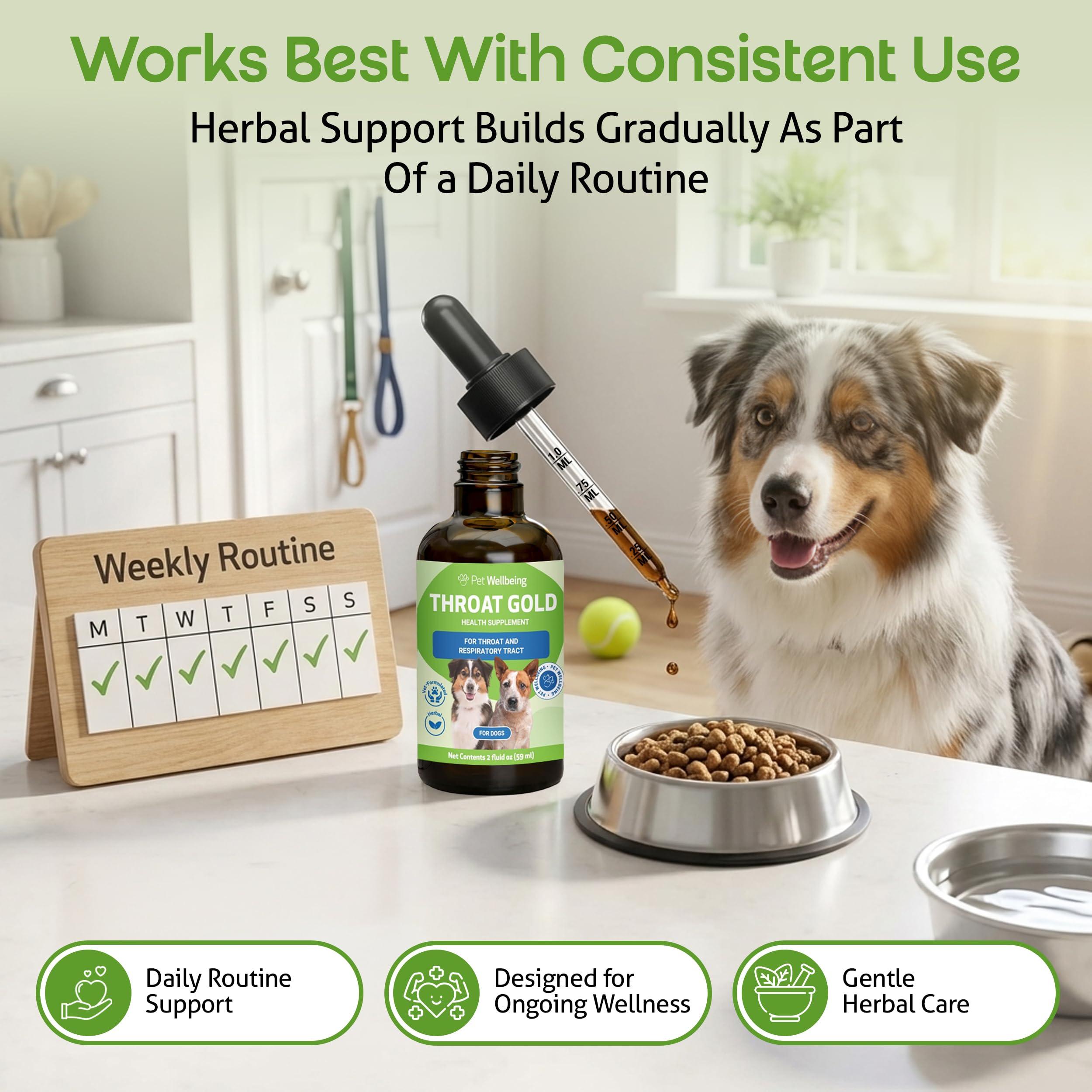 Pet Wellbeing Oro Gola per I Cani - La Tosse A Base di Erbe Naturali, La Gola E Il Supporto Respiratorio per I Cani -